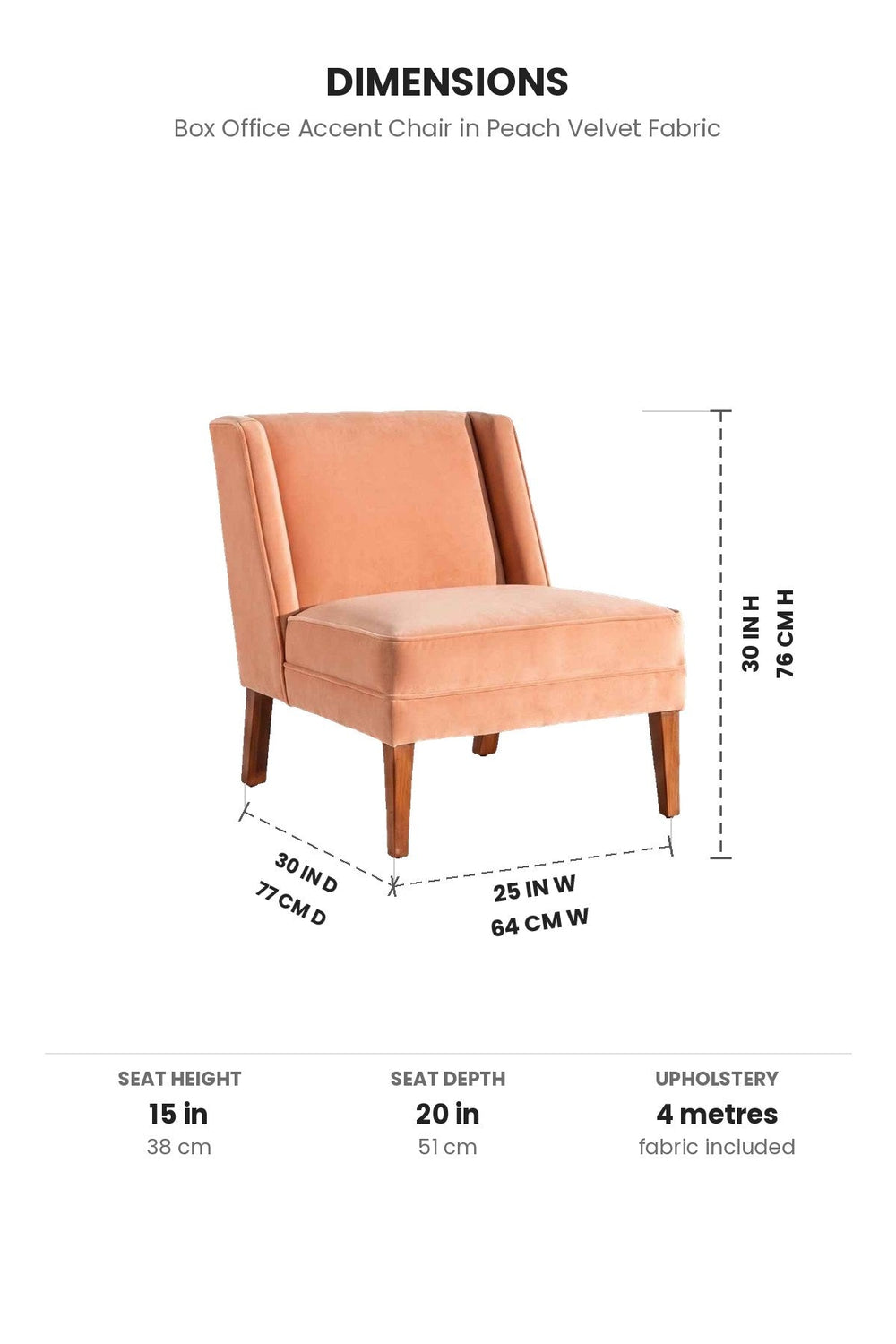 Upholstered Bundle Box Office Accent Chair in Peach Velvet Fabric