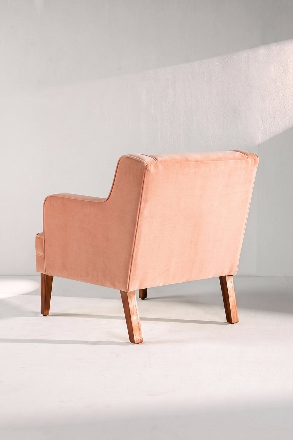 Upholstered Bundle Box Office Accent Chair in Peach Velvet Fabric