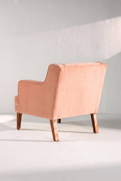 Upholstered Bundle Box Office Accent Chair in Peach Velvet Fabric
