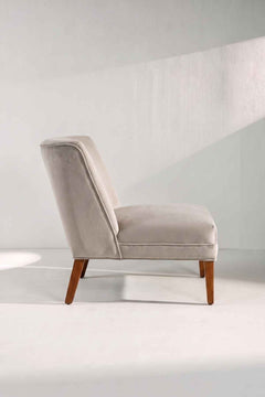 Upholstered Bundle Box Office Accent Chair in Silver Velvet Fabric