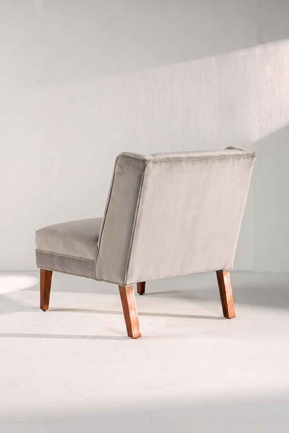Upholstered Bundle Box Office Accent Chair in Silver Velvet Fabric