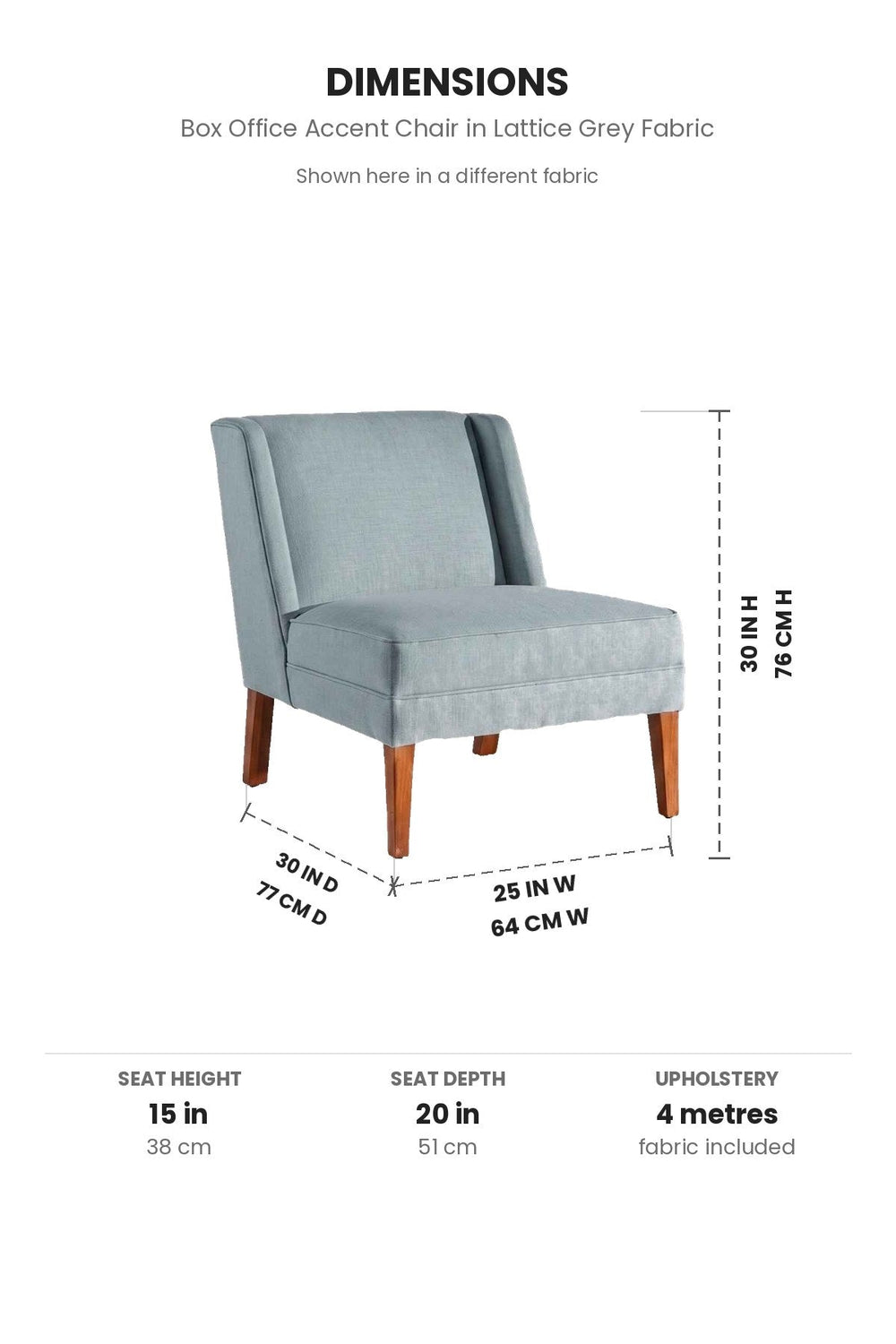 Upholstered Bundle Box Office Accent Chair in Lattice Grey Fabric