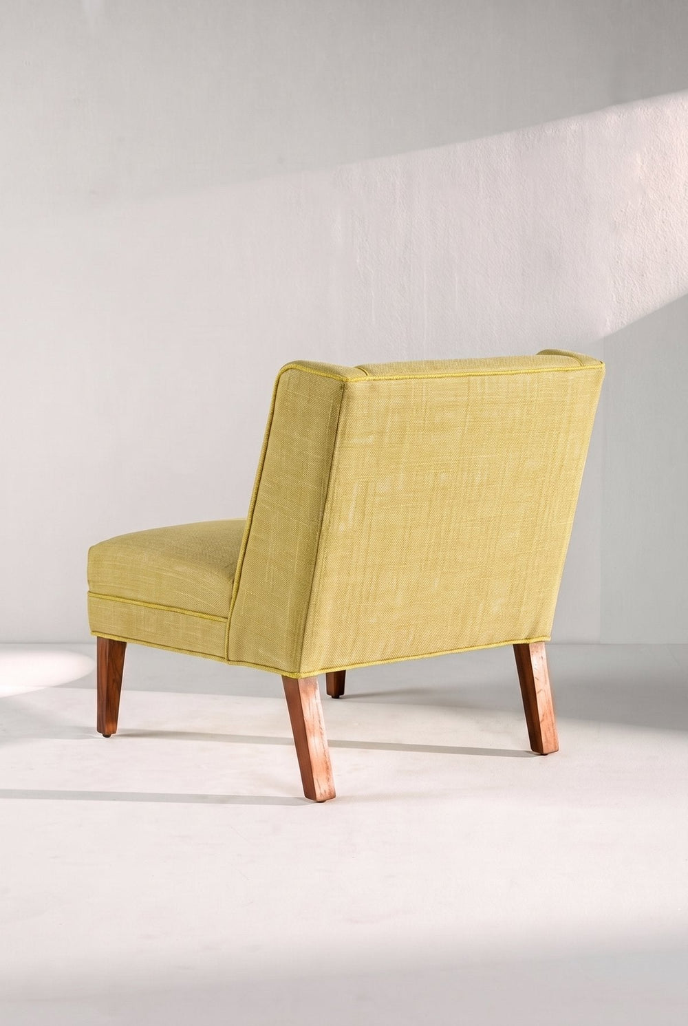 Upholstered Bundle Box Office Accent Chair in Lime Zest Raffia Fabric