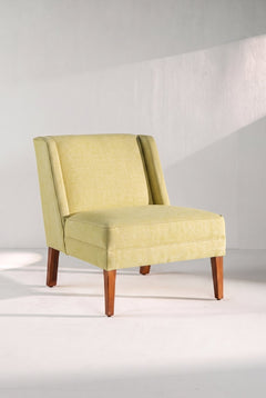 Upholstered Bundle Box Office Accent Chair in Solid Twisted Herbal Green Fabric