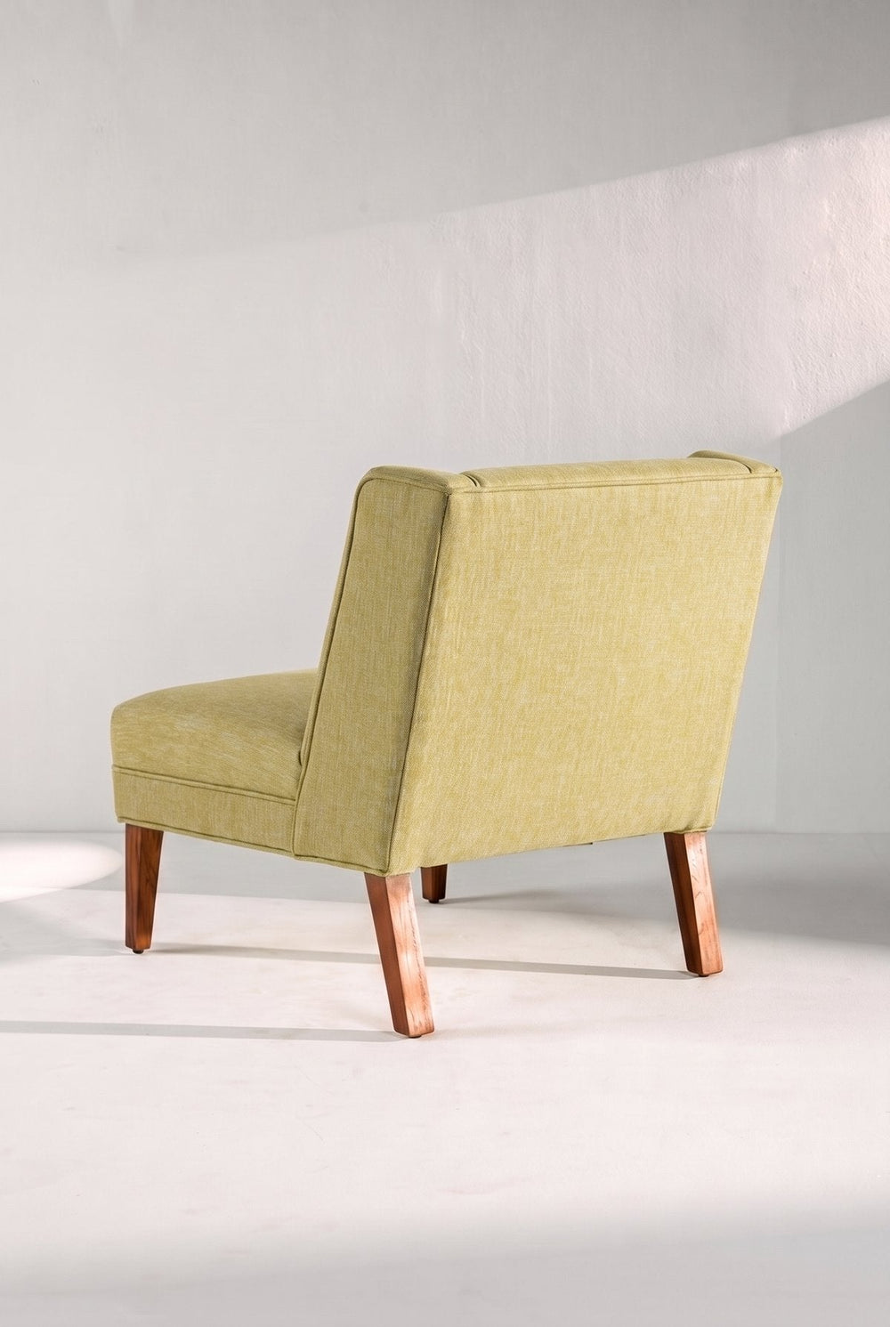 Upholstered Bundle Box Office Accent Chair in Solid Twisted Herbal Green Fabric