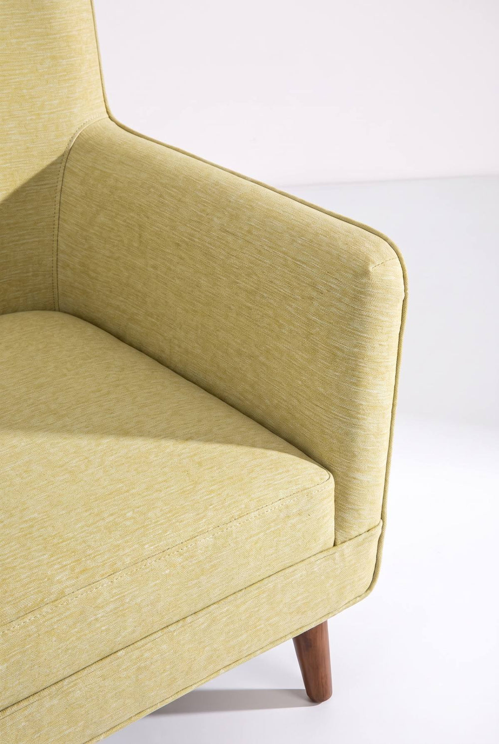 Upholstered Bundle Box Office Accent Chair in Solid Twisted Herbal Green Fabric