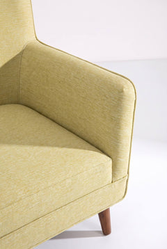 Upholstered Bundle Box Office Accent Chair in Solid Twisted Herbal Green Fabric