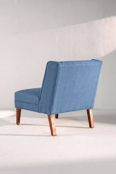 Upholstered Bundle Box Office Accent Chair in Solid Twisted Water Blue Fabric