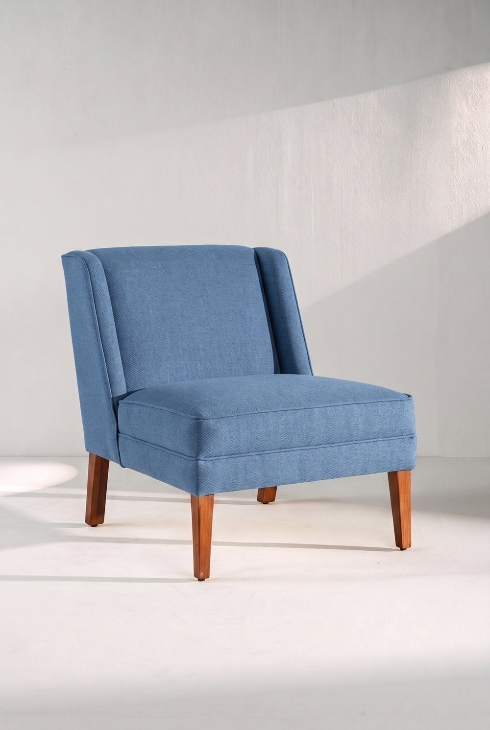 Upholstered Bundle Box Office Accent Chair in Solid Twisted Water Blue Fabric