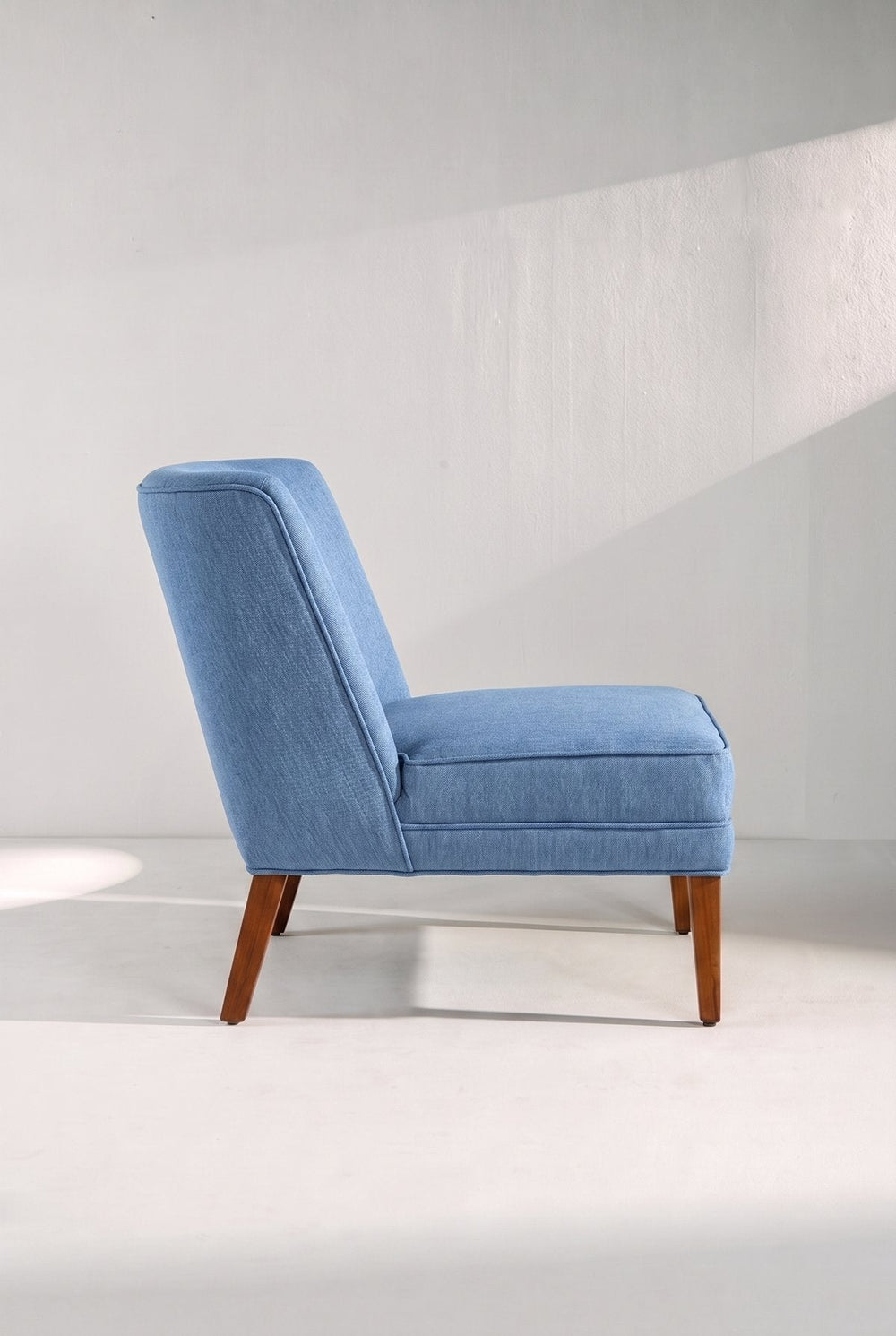 Upholstered Bundle Box Office Accent Chair in Solid Twisted Water Blue Fabric