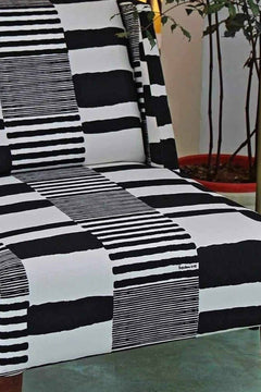 Upholstered Bundle Box Office Accent Chair in Salaka Black And White Fabric