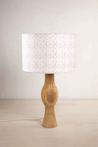 Bulb Table Lamp with Circle Grid Drum Lampshade (Grey)
