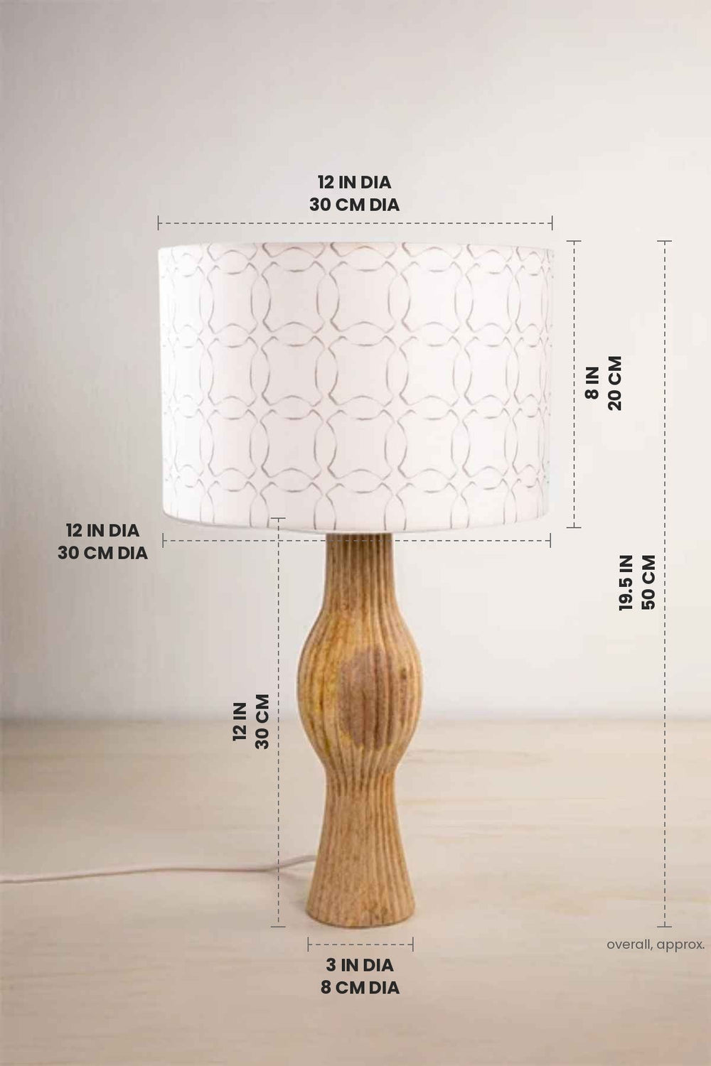 Lighting Bundle Bulb Table Lamp with Circle Grid Drum Lampshade (Grey)