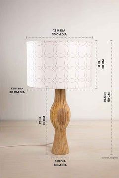 Lighting Bundle Bulb Table Lamp with Circle Grid Drum Lampshade (Grey)