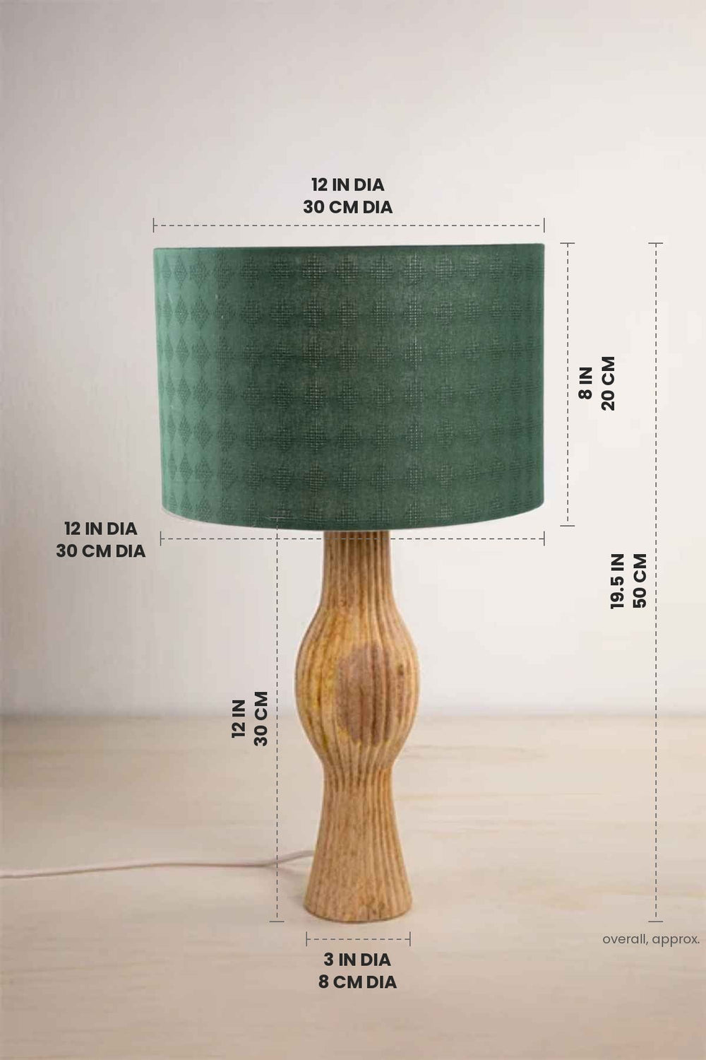 Lighting Bundle Bulb Table Lamp with Solid Drum Lampshade (Green)