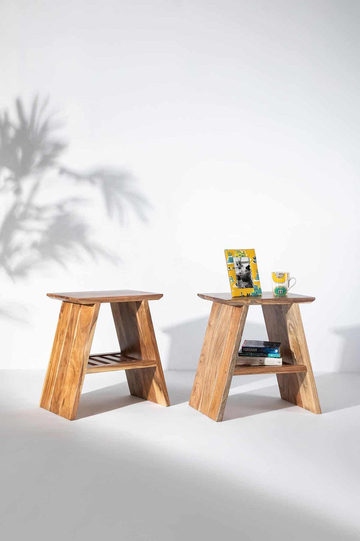 BEDSIDE TABLES A Shape Bedside Table (Acacia Wood)