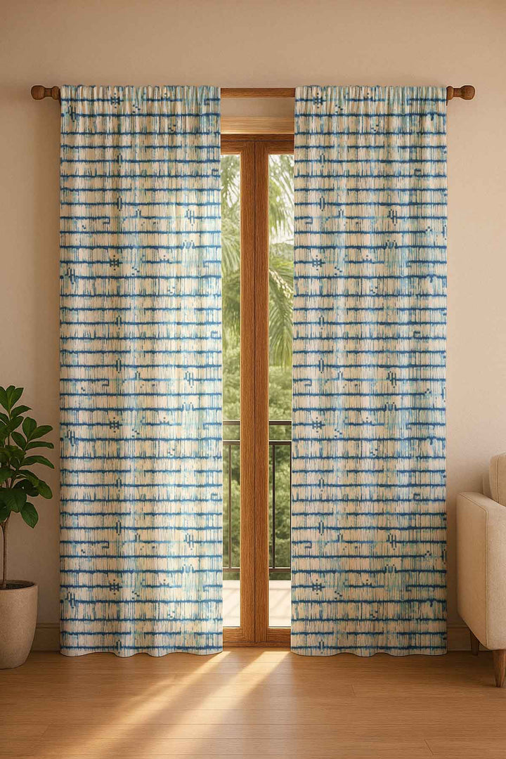 PRINT & PATTERN HEAVY FABRICS Agama Coastal Blue Printed Heavy Fabric And Curtains