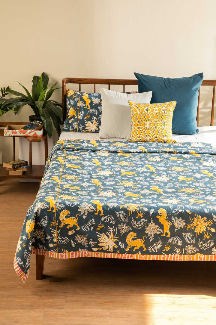 PRINT & PATTERN BEDCOVERS Ahnan Pure Cotton Bedcover (Dark Blue)