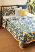 PRINT & PATTERN BEDCOVERS Ahnan Pure Cotton Bedcover (Dark Blue)