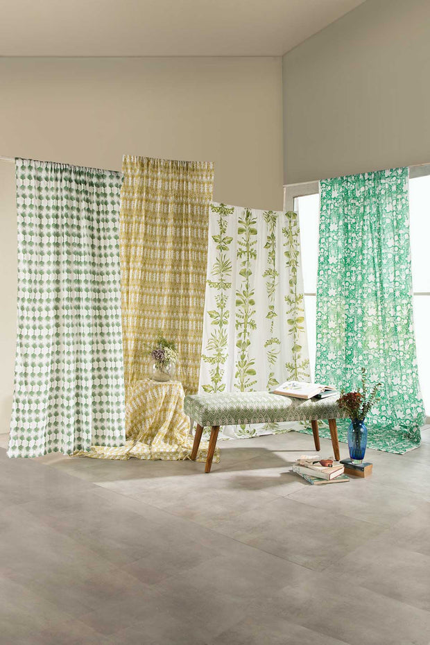 CURTAINS Aphim Gaga Green Window Curtain in Sheer Fabric