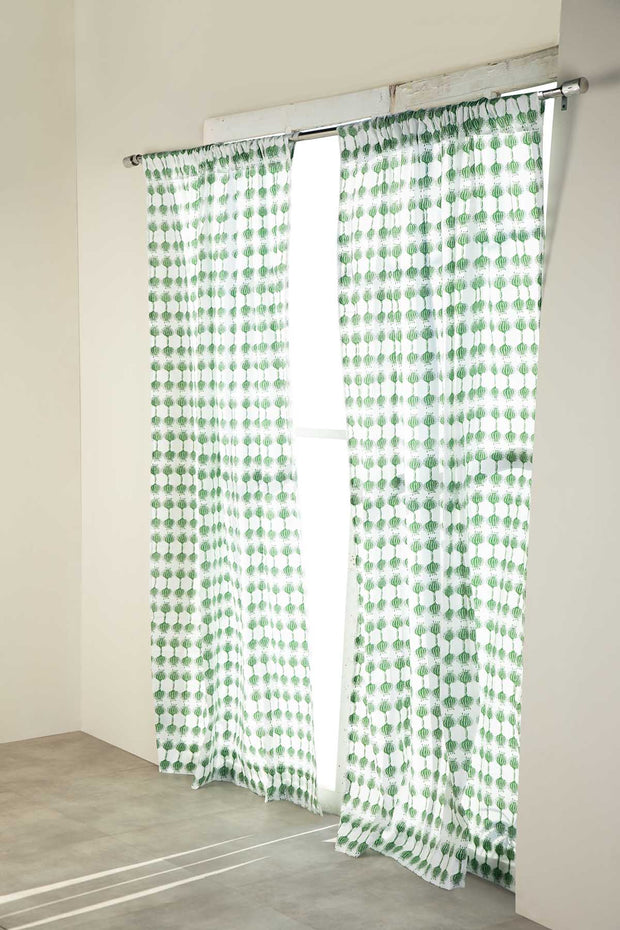 CURTAINS Aphim Gaga Green Window Curtain in Sheer Fabric