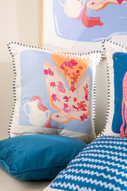 PRINT & PATTERN CUSHIONS Aquarius Cosmic Futurist  Pastel Blue Cushion Cover (41 Cm X 41 Cm)