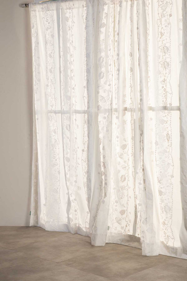 PRINT & PATTERN SHEER FABRICS Arakta White Sheer Fabric And Curtains