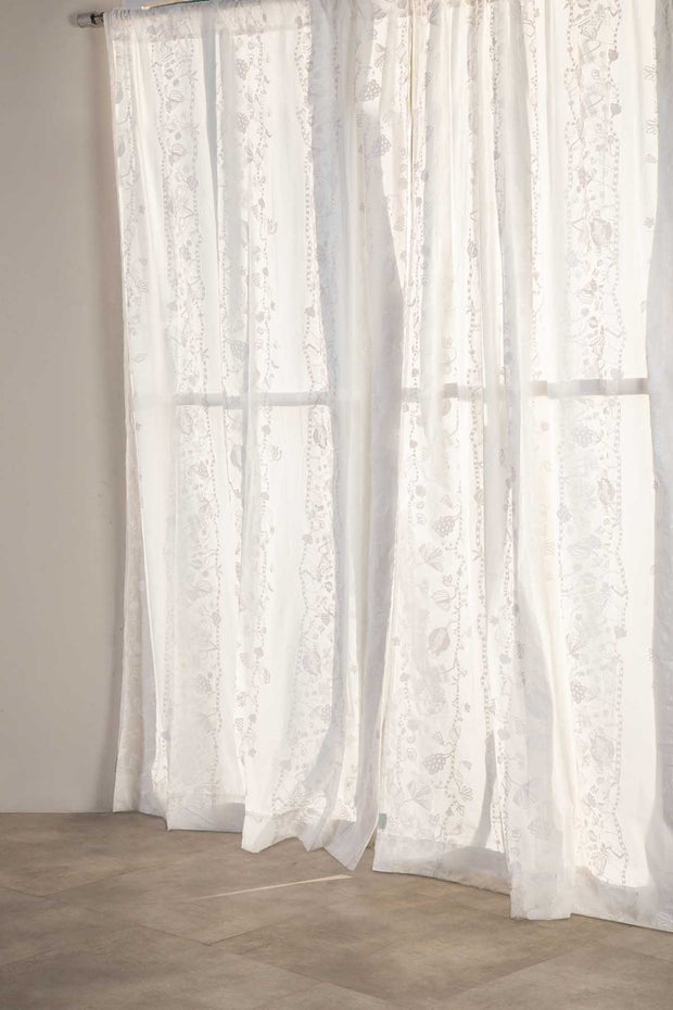 CURTAINS Arakta White Window Curtain In Sheer Fabric