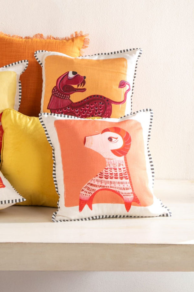 PRINT & PATTERN CUSHIONS Aries Fiery Trailblazer  Rust Cushion Cover (41 Cm X 41 Cm)