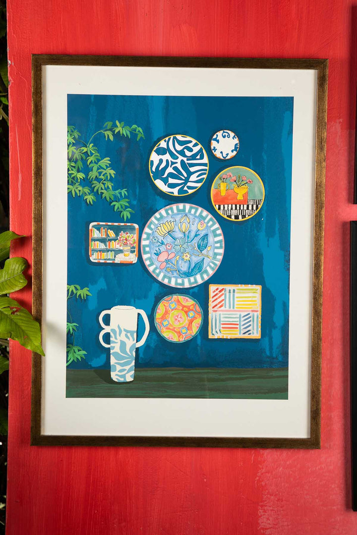 WALL ACCENTS Artistease Plates Wall Art (Deep Blue)