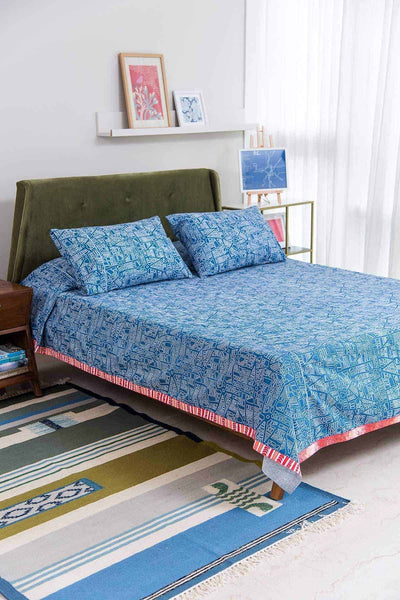 PRINT & PATTERN BEDCOVERS Back Bay Pure Cotton Bedcover (Blue)