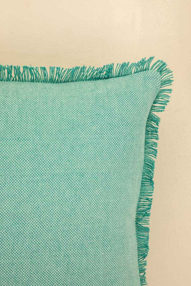 SOLID & TEXTURED CUSHIONS Basket Weave Aqua Green Cushion Cover (41 Cm X 41 Cm)