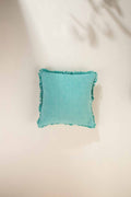 SOLID & TEXTURED CUSHIONS Basket Weave Aqua Green Cushion Cover (41 Cm X 41 Cm)