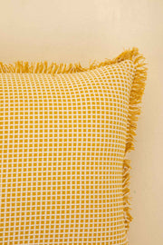 SOLID & TEXTURED CUSHIONS Basket Weave Soft Ochre Cushion Cover (41 Cm X 41 Cm)