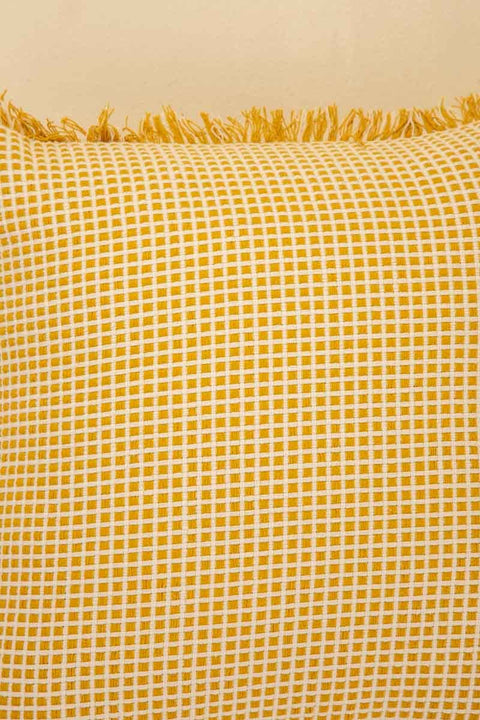 SOLID & TEXTURED CUSHIONS Basket Weave Soft Ochre Cushion Cover (41 Cm X 41 Cm)