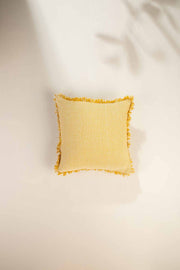 SOLID & TEXTURED CUSHIONS Basket Weave Soft Ochre Cushion Cover (41 Cm X 41 Cm)