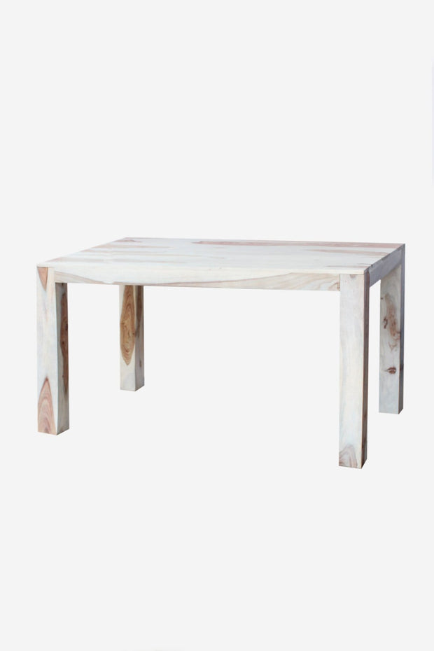 DINING TABLES Block White Dining Table (Sheesham Wood)