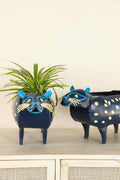 METAL PLANTERS Blue Panther Metal Metal Planter
