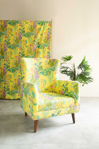 Bluez Accent Chair in Kachnar Yellow Fields Fabric