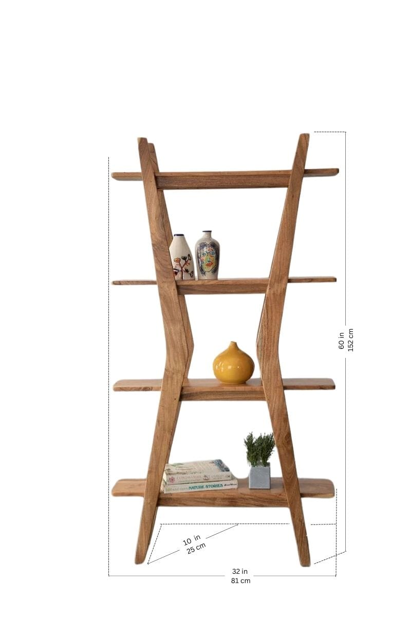 BOOKSHELVES Boomerang Acacia Wood Bookshelf