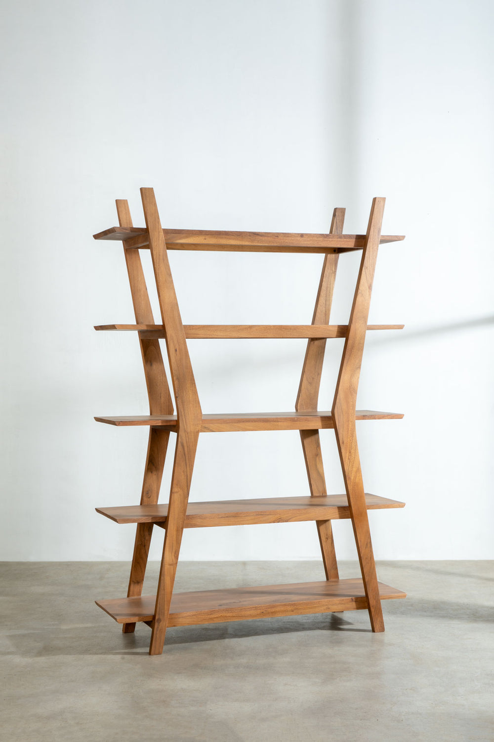 BOOKSHELVES Boomerang Large Acacia Wood Bookshelf