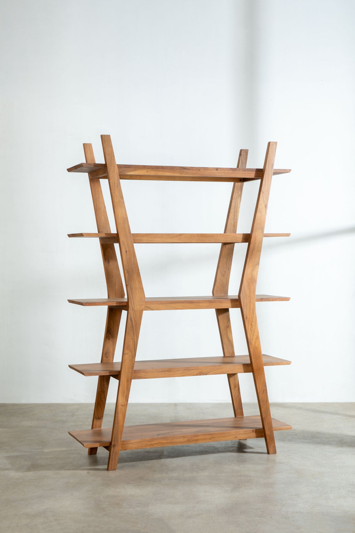 BOOKSHELVES Boomerang Large Acacia Wood Bookshelf