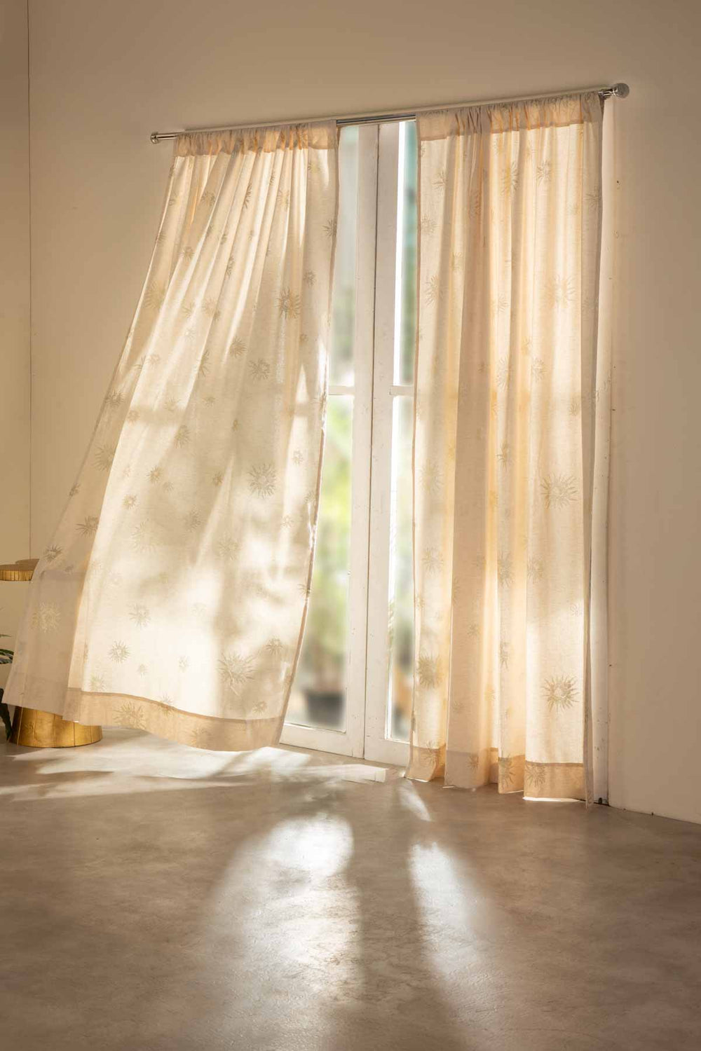 Brahmakamal Gold Window Curtains In Cotton Fabric