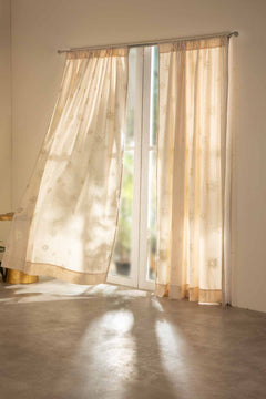 Brahmakamal Gold Window Curtains In Cotton Fabric