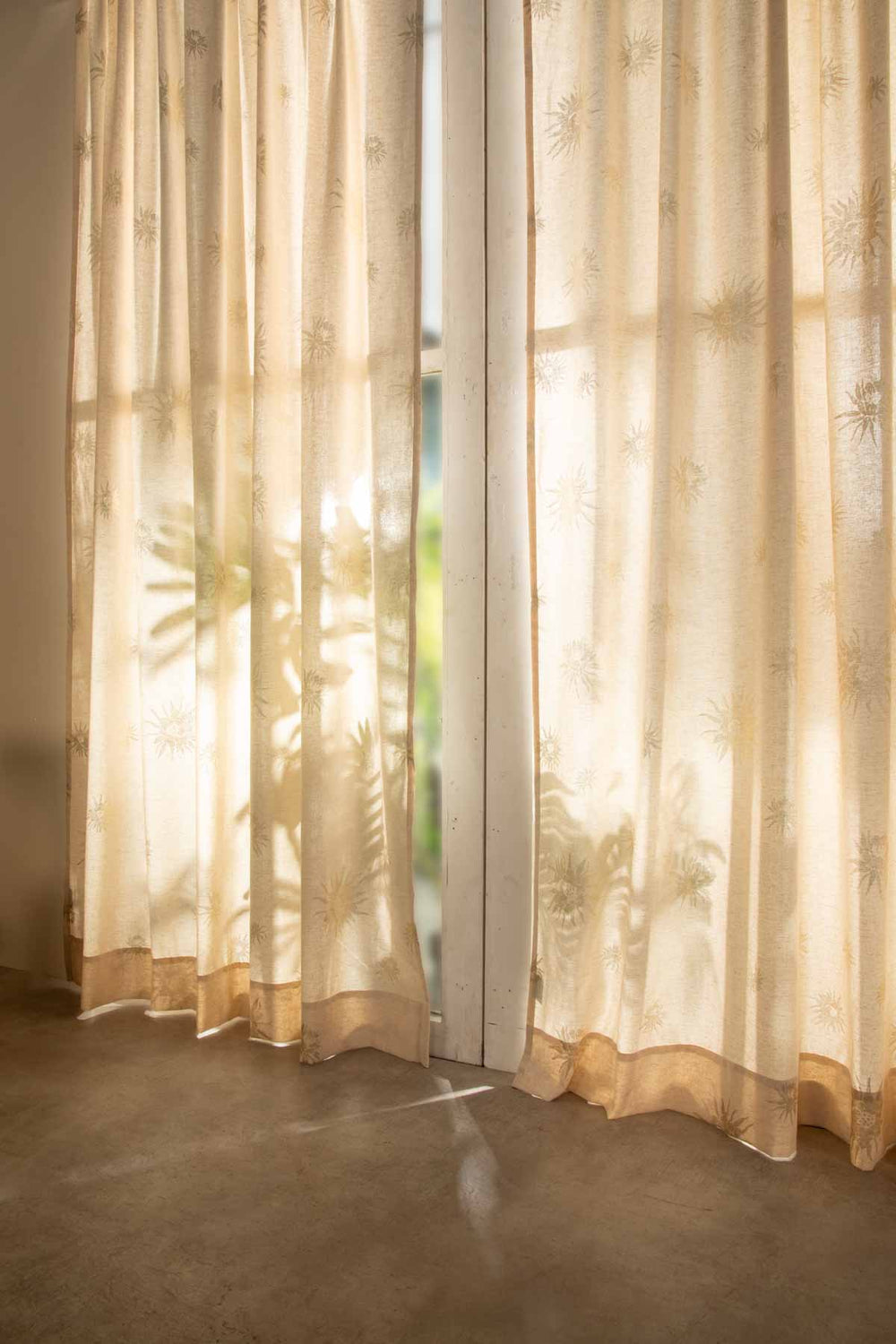 Brahmakamal Gold Window Curtains In Cotton Fabric