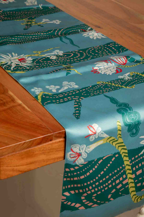 TABLE RUNNERS Brahmakamal Aqua Blue Table Runner