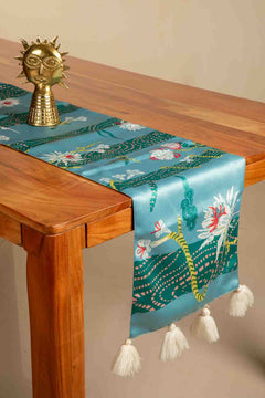 Brahmakamal Aqua Blue Table Runner