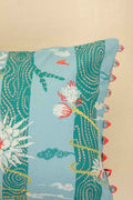 PRINT & PATTERN CUSHIONS Brahmakamal Aqua Blue Cushion Cover (30 Cm X 60 Cm)