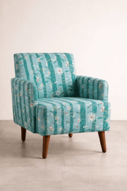 PRINT & PATTERN UPHOLSTERY FABRICS Brahmakamal Printed Upholstery Fabric (Aqua Blue)