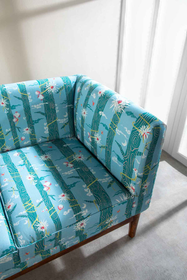 PRINT & PATTERN UPHOLSTERY FABRICS Brahmakamal Printed Upholstery Fabric (Aqua Blue)